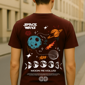 Men’s Space Ways Classic Fit Cotton Blend Graphic T-Shirt – Marron