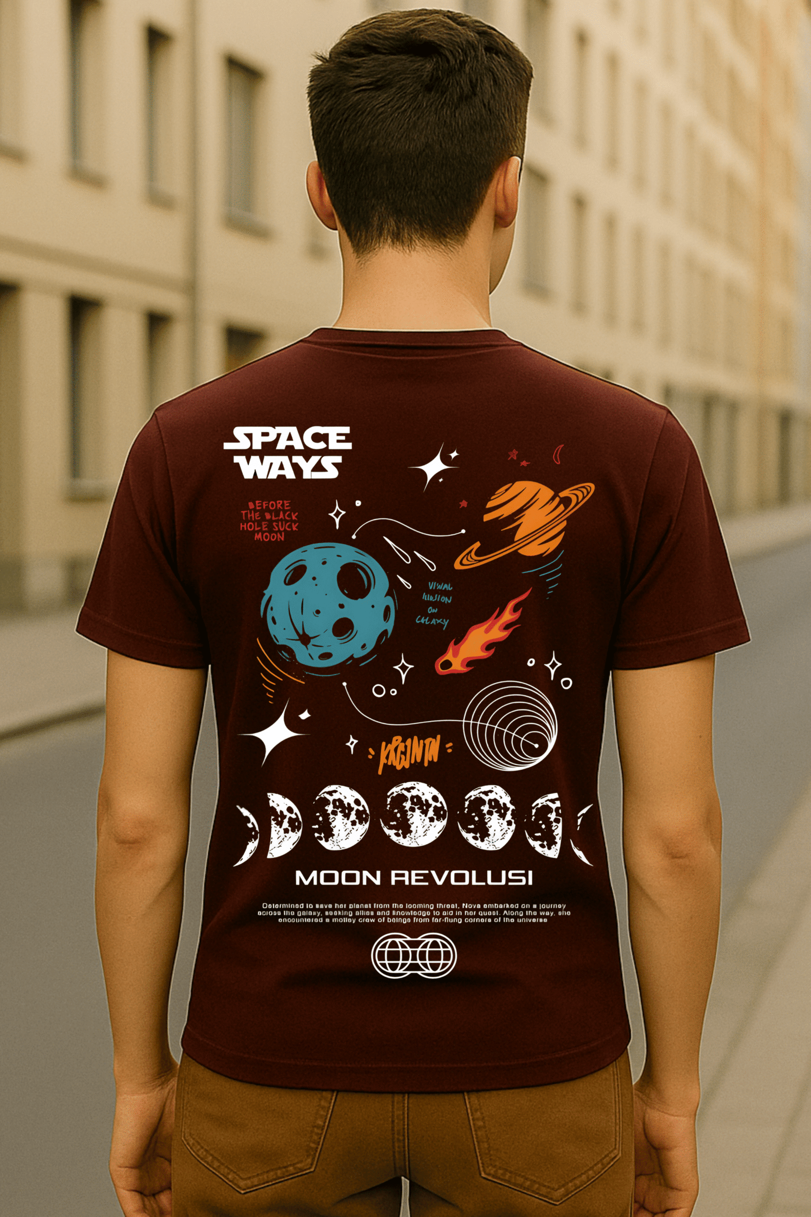 Men’s Space Ways Classic Fit Cotton Blend Graphic T-Shirt – Marron