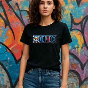 Women’s One Piece Classic Fit Black Bio-Washed 100% Cotton Graphic T-Shirt