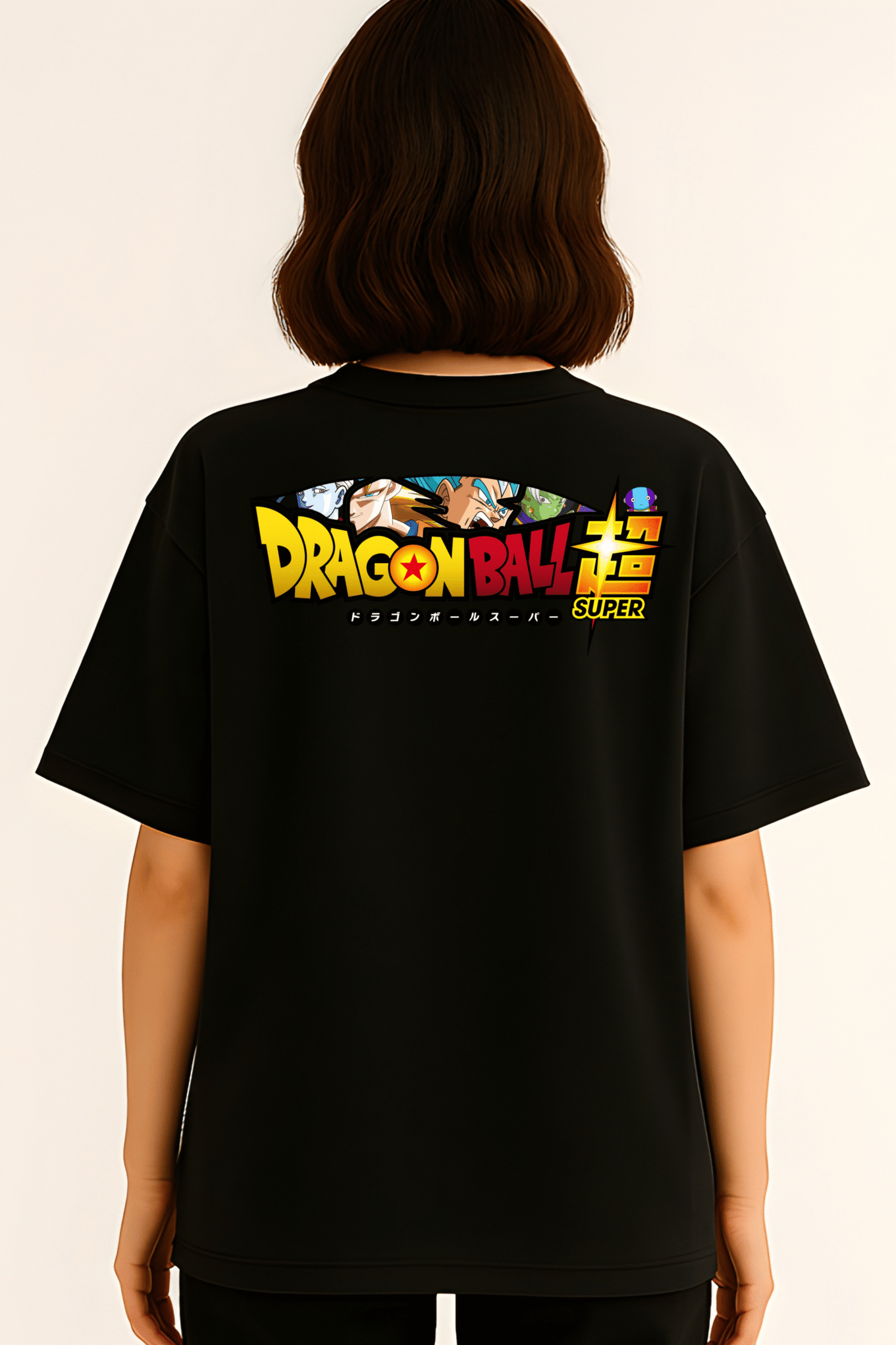Women’s Premium Oversized Black French Terry Anime T-Shirt – 270 GSM - Image 2