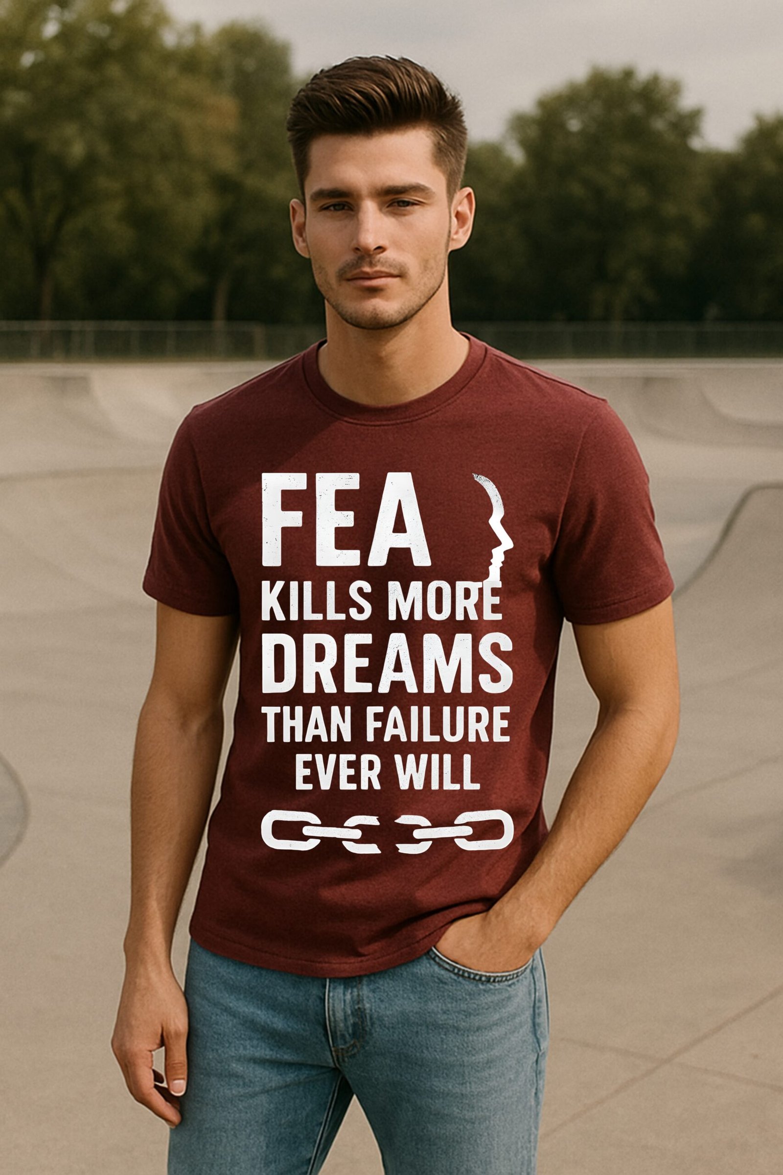 Men’s Maroon Classic Fit “BREAK RULES” Graphic T-Shirt – Cotton Blend Premium Fabric