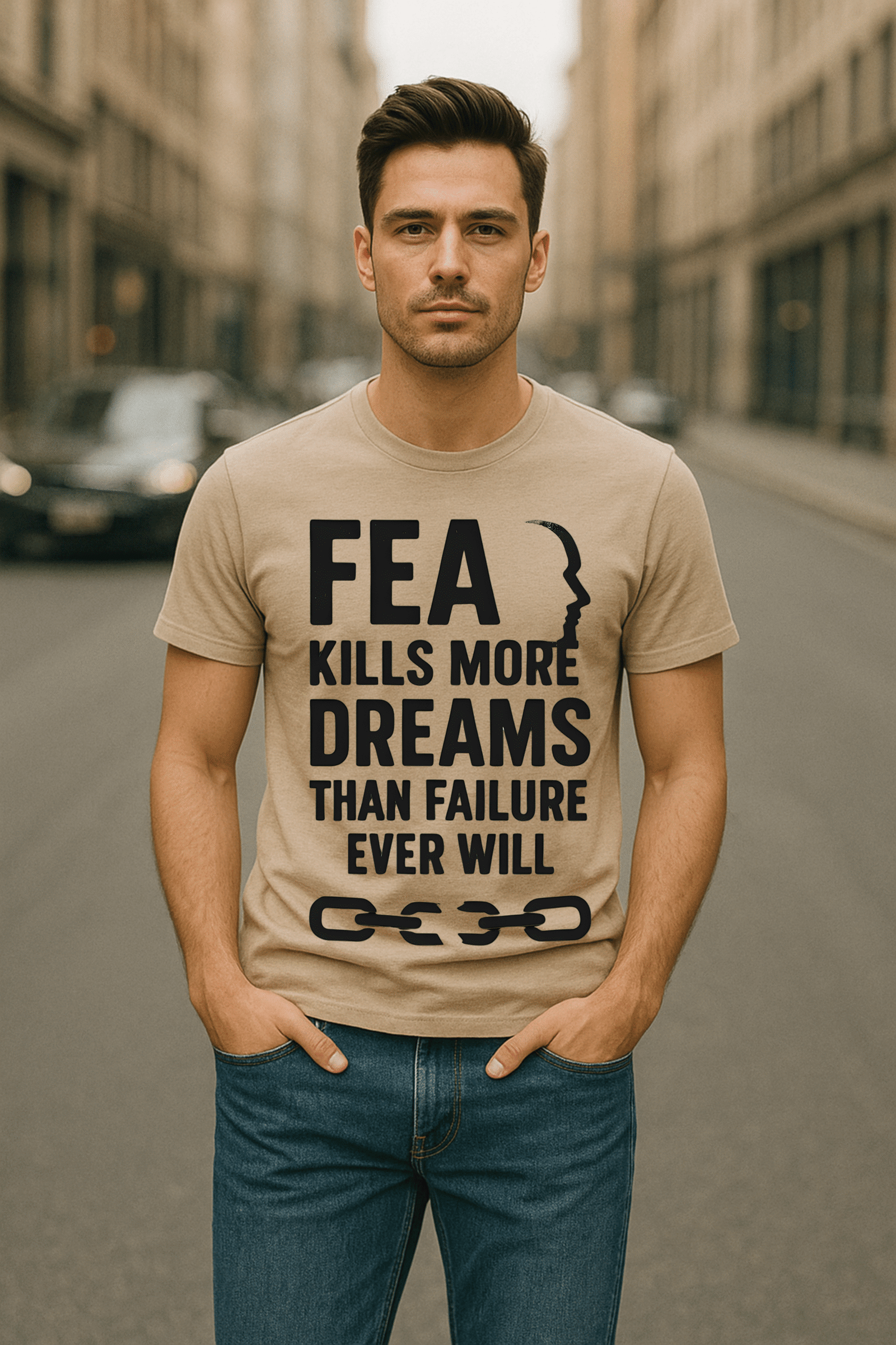Men’s Motivational beige Classic Fit Graphic T-Shirt – 100% Premium Cotton