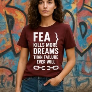 Women’s Motivational Classic Fit Graphic T-Shirt – Marron | Cotton Blend Fabric