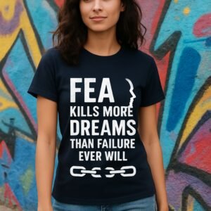 Women’s Motivational Classic Fit Graphic T-Shirt – Navy Blue | Cotton Blend Fabric