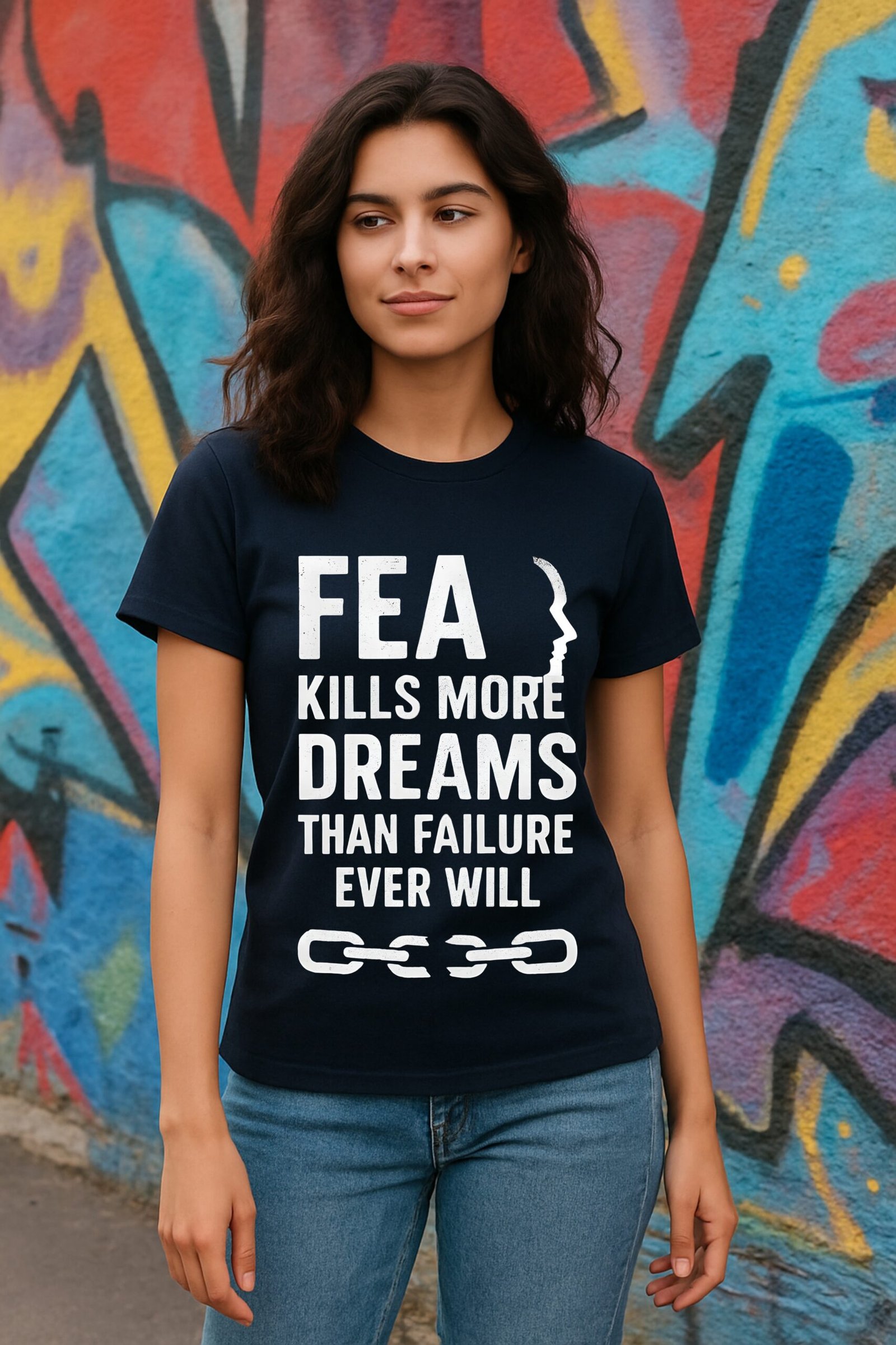 Women’s Motivational Classic Fit Graphic T-Shirt – Navy Blue | Cotton Blend Fabric
