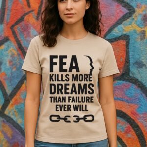 Women’s Motivational Classic Fit Graphic T-Shirt – 100% Premium Cotton – beige