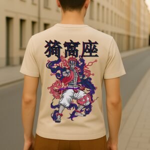 Men’s Demon Slayer Anime Classic Fit 100% premium bio-washed cotton Graphic T-Shirt – Beige