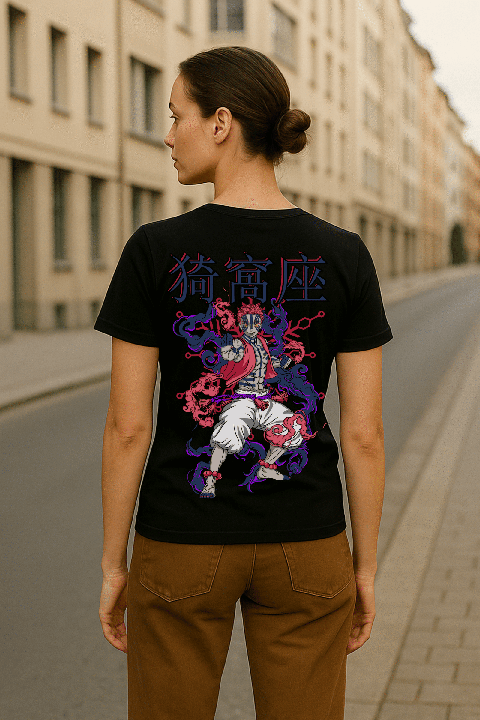 Women’s Demon Slayer Anime Classic Fit 100% Cotton Graphic T-Shirt – Black