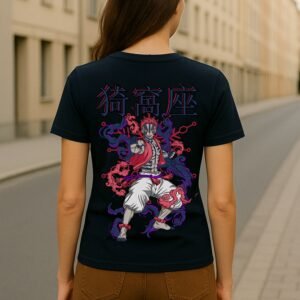 Women’s Demon Slayer Anime Classic Fit Graphic T-Shirt – Navy Blue | Cotton Blend Fabric