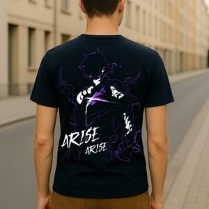 Men’s Solo Leveling Anime Classic Fit Graphic T-Shirt – Navy Blue | Cotton Blend Fabric