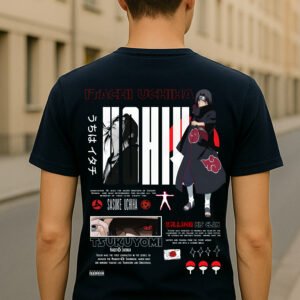 Men’s Itachi Uchiha Anime Classic Fit Graphic T-Shirt – Navy Blue | Cotton Blend Fabric