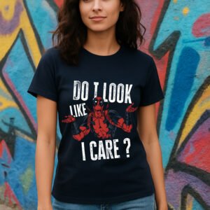 Women’s Deadpool Bold Graphic Classic Fit T-Shirt – Navy Blue | Cotton Blend Fabric