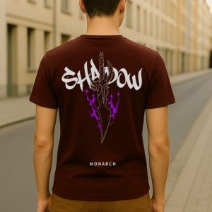 Men’s Solo Leveling Anime Classic Fit Cotton Blend Graphic T-Shirt – Marron