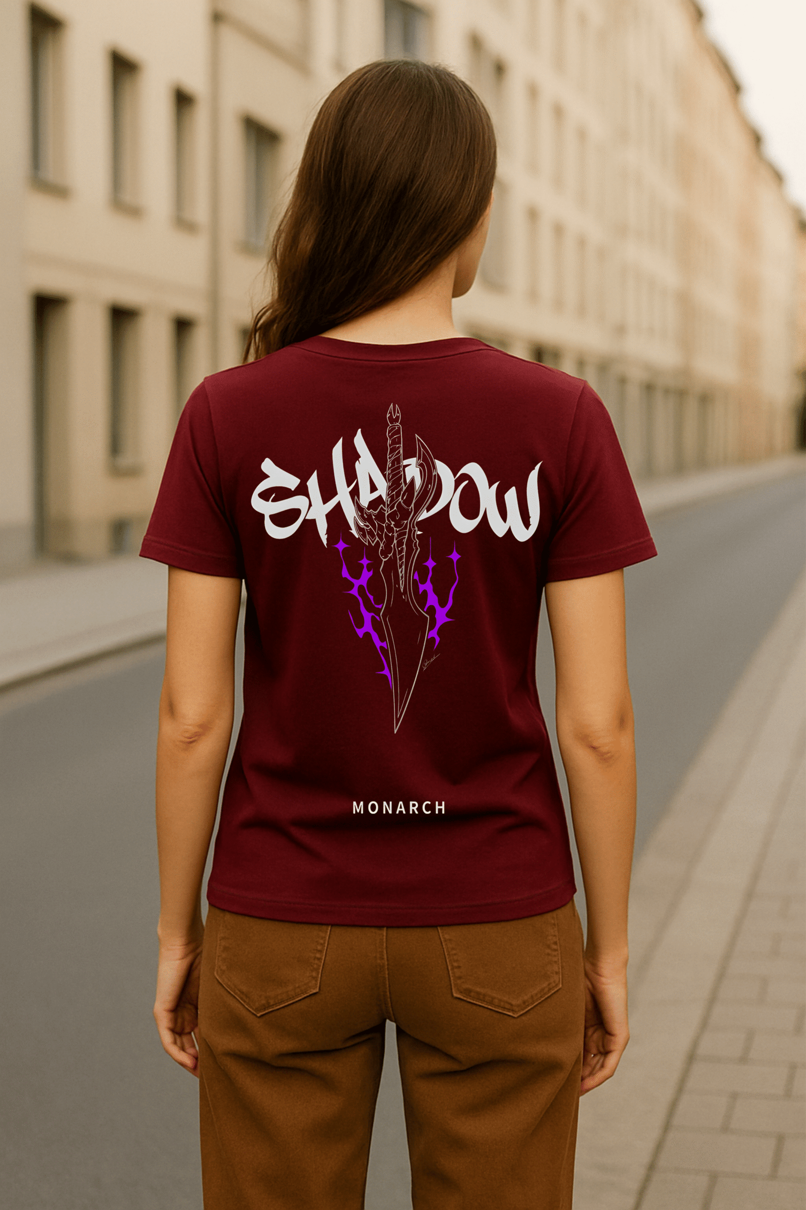 Women’s Solo Leveling Anime Classic Fit Cotton Blend Graphic T-Shirt – Marron