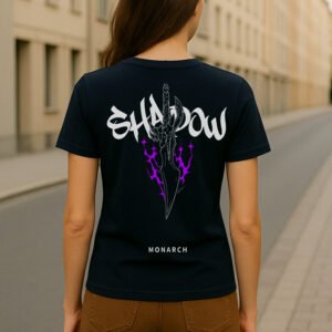 Women’s Solo Leveling Anime Classic Fit Cotton Blend Graphic T-Shirt – Navy Blue