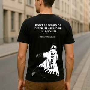 Men’s Naruto Minato Classic Fit 100% Cotton Graphic T-Shirt – Black