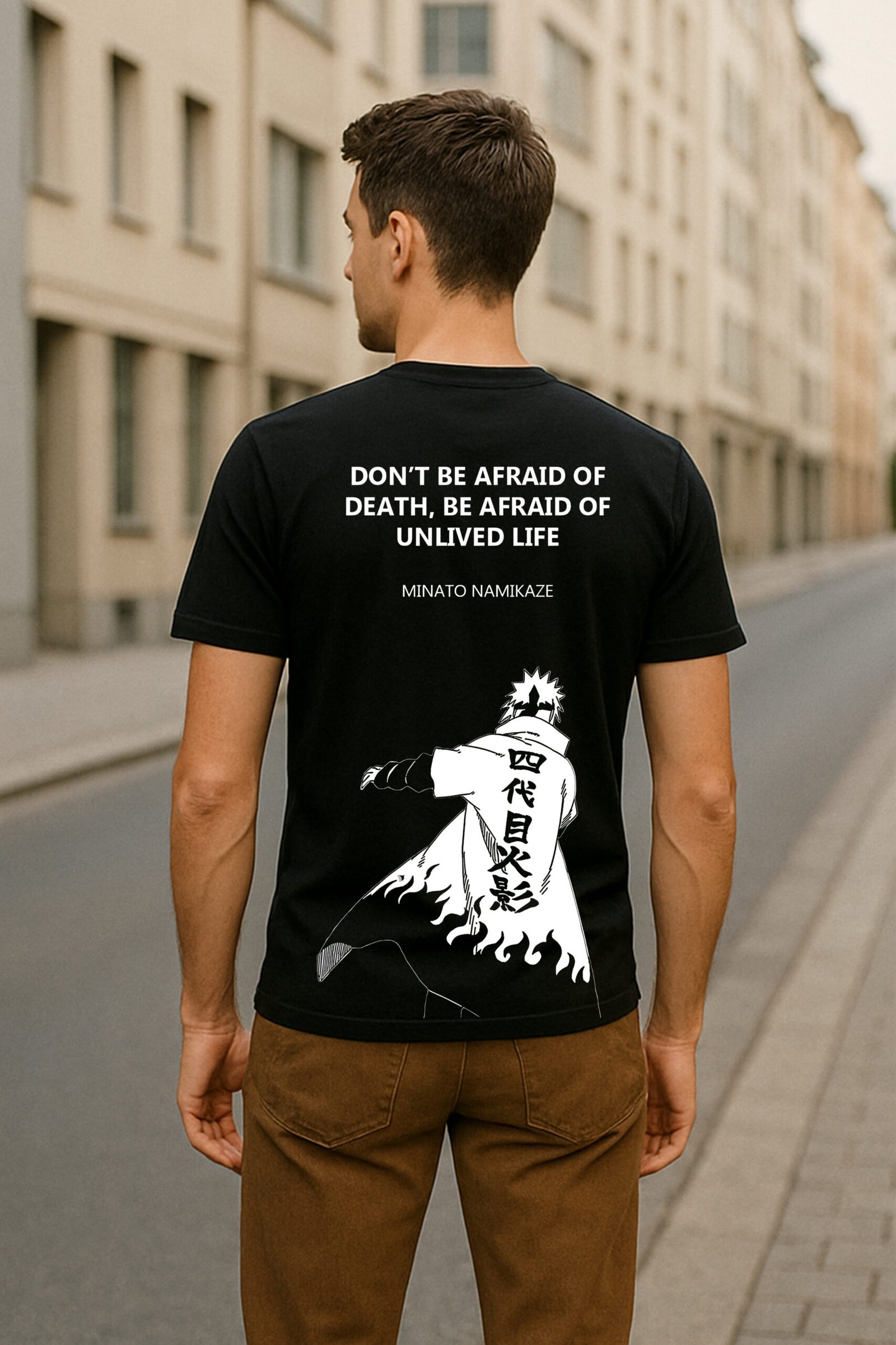 Men’s Naruto Minato Classic Fit 100% Cotton Graphic T-Shirt – Black