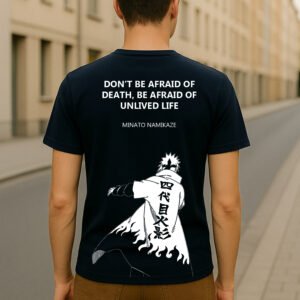 Men’s Naruto Minato Classic Fit 100% Cotton Graphic T-Shirt – Navy Blue