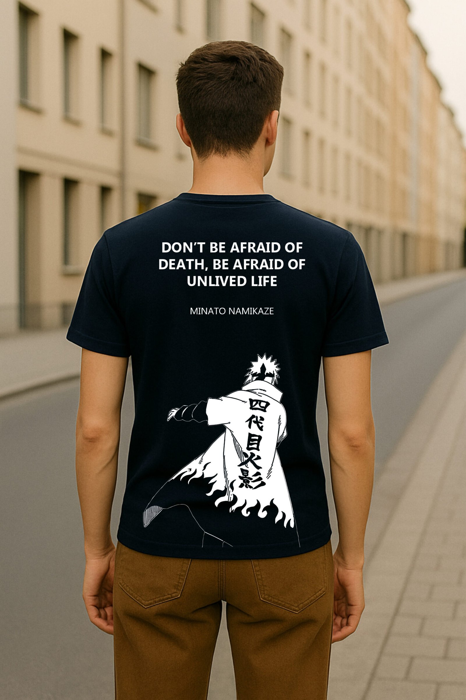 Men’s Naruto Minato Classic Fit 100% Cotton Graphic T-Shirt – Navy Blue