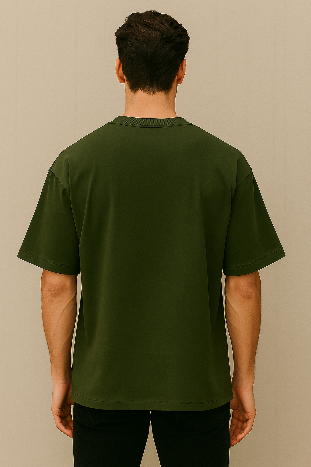 Men’s Premium Oversized Olive Green French Terry Graphic T-Shirt – 270 GSM - Image 2