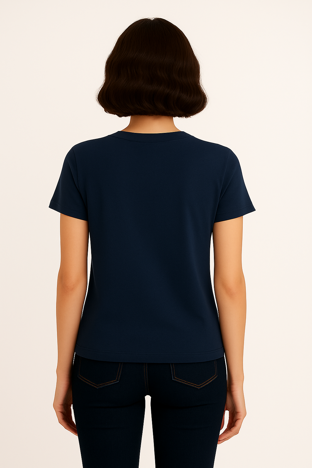 Women’s Plain Navy Blue Classic Fit T-Shirt – Soft Cotton Blend - Image 4