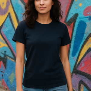 Women’s Plain Navy Blue Classic Fit T-Shirt – Soft Cotton Blend