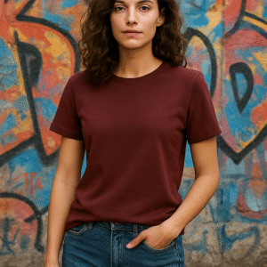 Women’s Plain Marron Classic Fit T-Shirt – Soft Cotton Blend