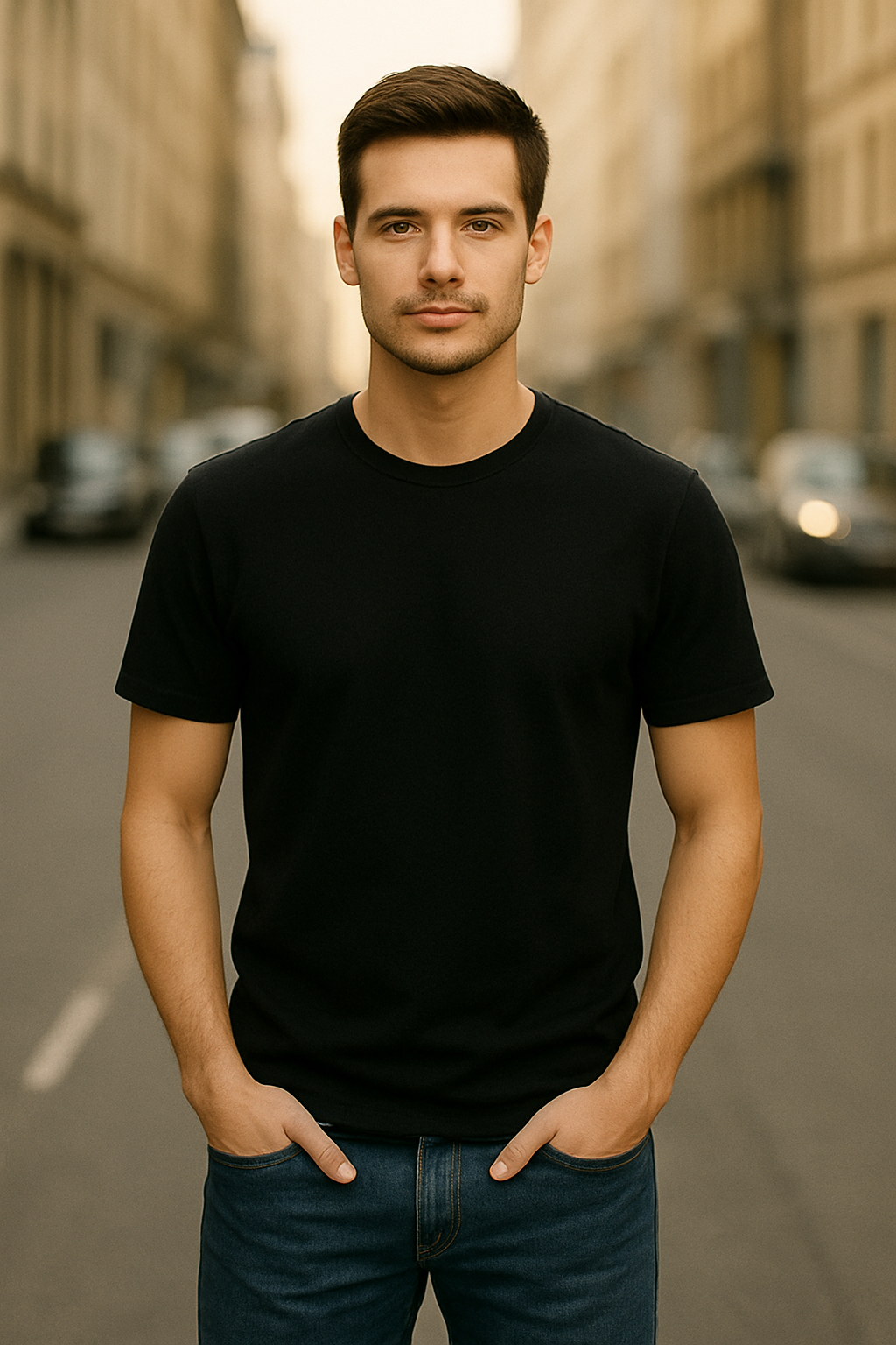 Men’s Plain Black Classic Fit T-Shirt – 100% Premium Cotton