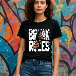 Women’s Black Classic Fit Graphic T-Shirt – Break Rules Print – 100% Premium Cotton