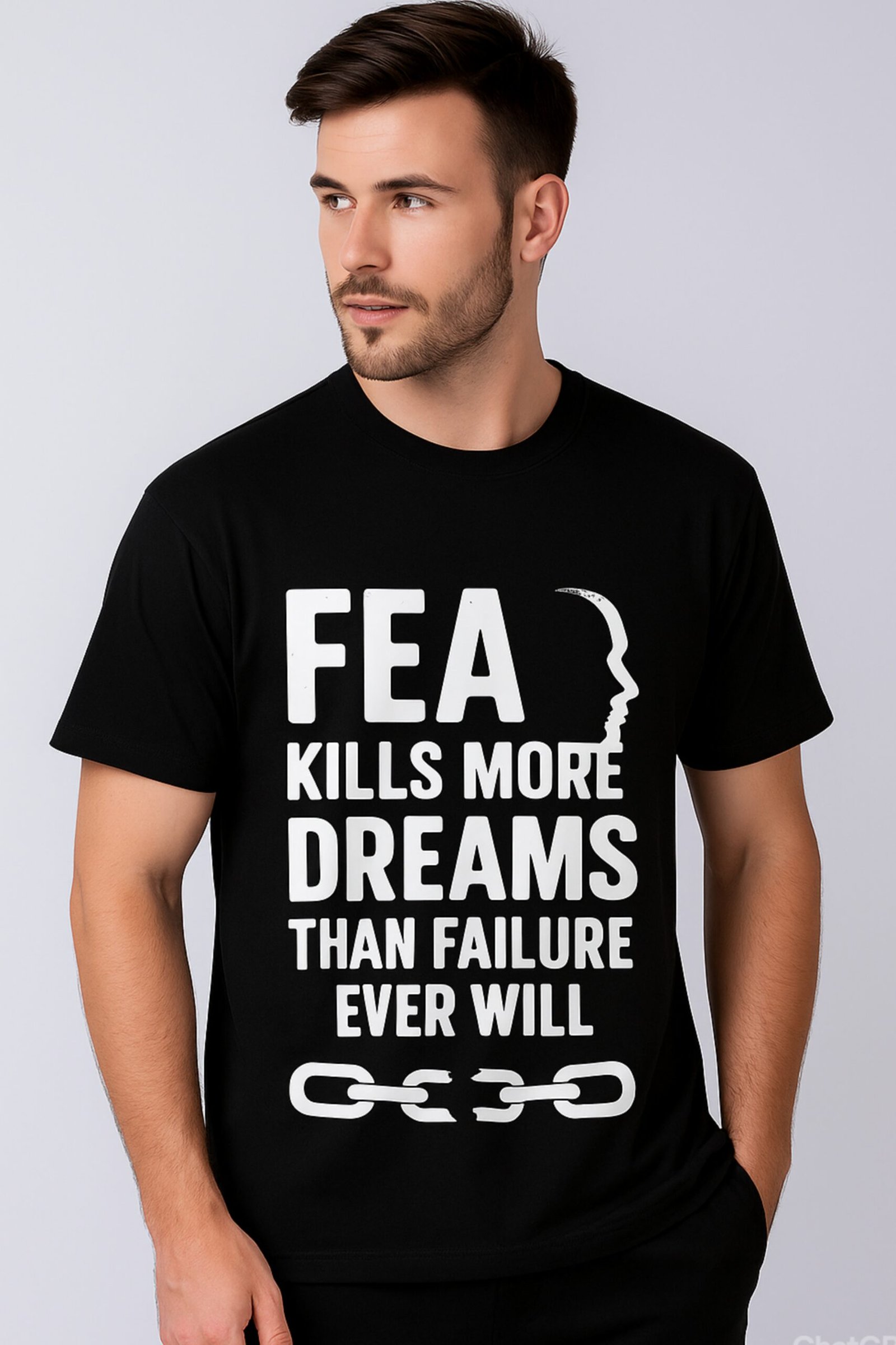 Men's Premium Oversized Black French Terry Motivational T-Shirt – 270 GSM