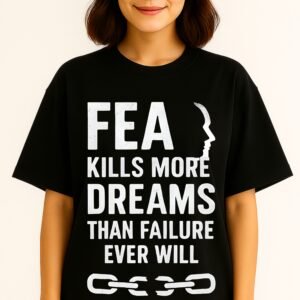 Women’s Premium Oversized Black French Terry Motivational T-Shirt – 270 GSM