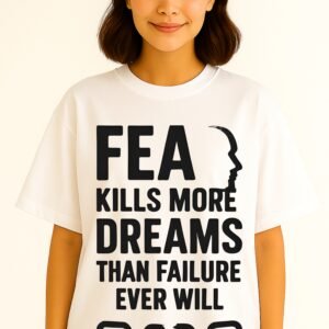 Women’s Premium Oversized White French Terry Motivational T-Shirt – 270 GSM
