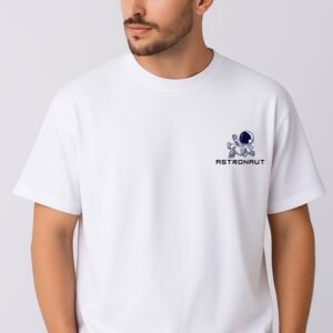 Men’s Premium Oversized White French Terry T-Shirt – 270 GSM