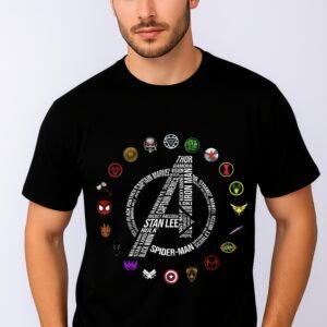 Men's Premium Oversized Black French Terry Avengers T-Shirt – 270 GSM