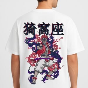 Men’s Premium Oversized White French Terry Anime T-Shirt – 270 GSM