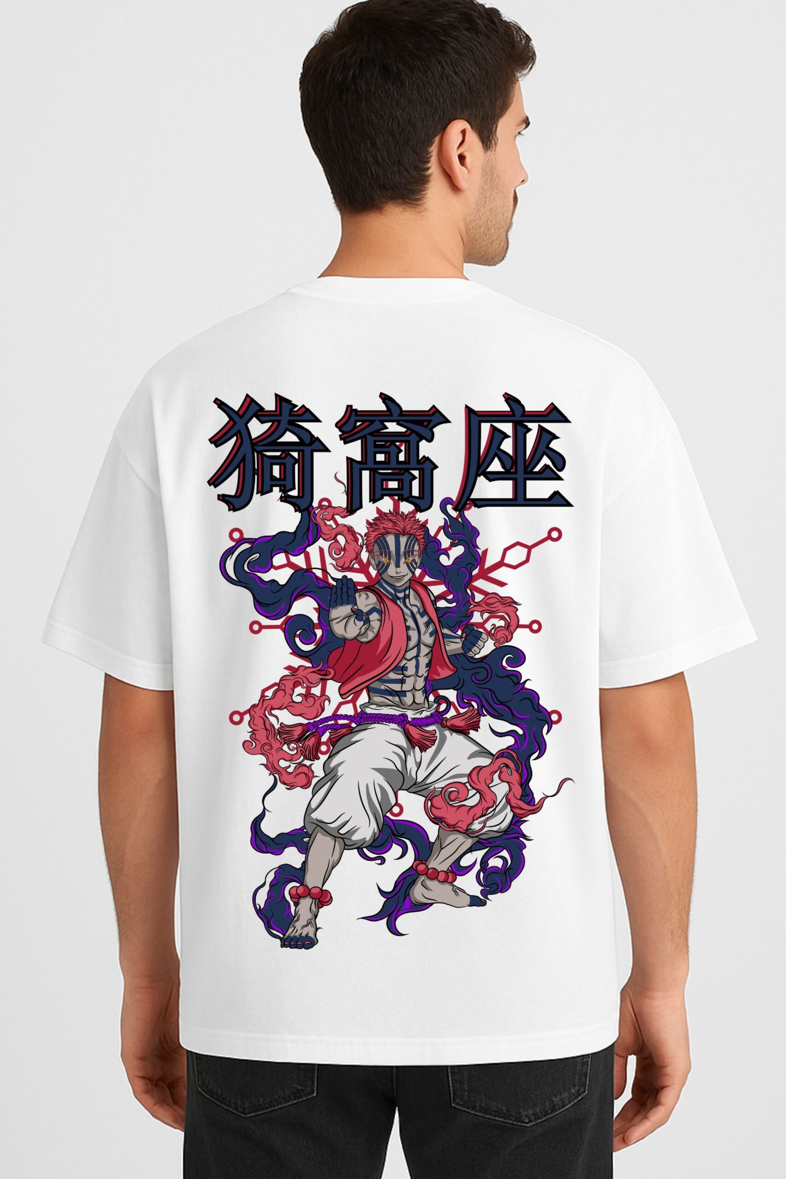 Men’s Premium Oversized White French Terry Anime T-Shirt – 270 GSM