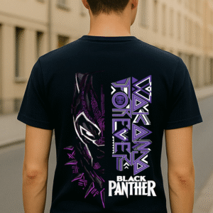Men’s Black Panther “Wakanda Forever” Classic Fit Cotton Blend Graphic T-Shirt - (Navy Blue)