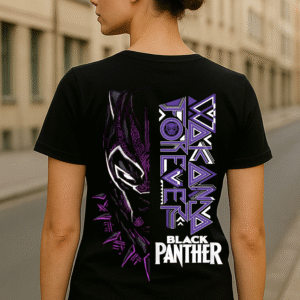 Women’s Black Panther “Wakanda Forever” Classic Fit Cotton Blend Graphic T-Shirt - (Black)