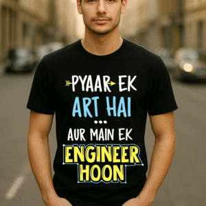 Men’s Classic Fit Black Graphic T-Shirt – 100% Premium Bio-Washed Cotton