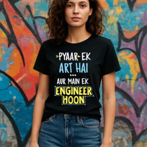 Women’s Classic Fit Black Graphic T-Shirt – 100% Premium Bio-Washed Cotton.