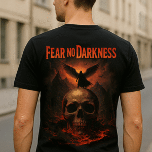 Men’s Classic Fit Black “Fear No Darkness” Graphic T-Shirt – 100% Premium Bio-Washed Cotton