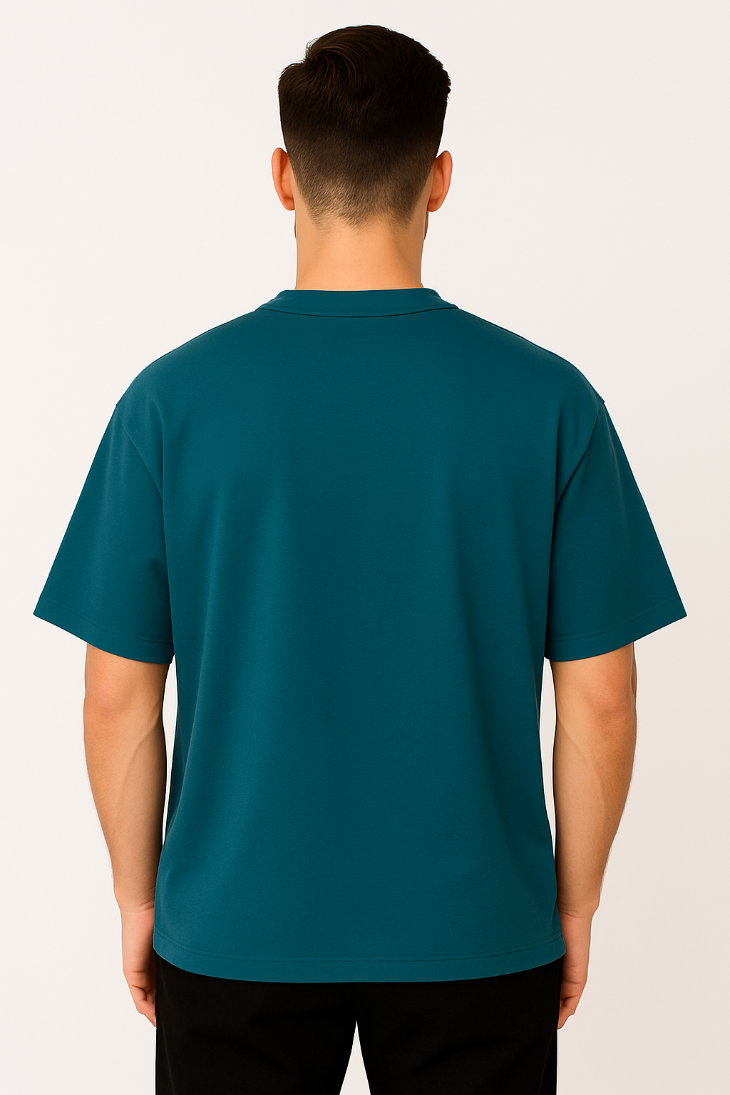 Men’s Oversized Peacock Blue Graphic T-Shirt – 100% Premium French Terry Cotton (270 GSM) - Image 2