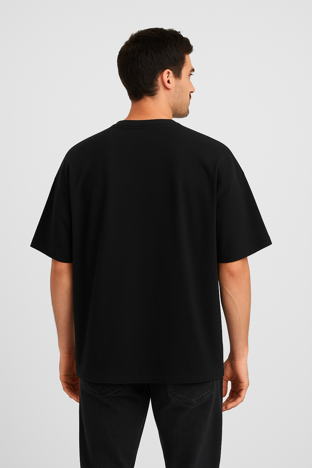 Men’s Oversized Black “Just Relax” Teddy Graphic T-Shirt – 100% Premium French Terry Cotton (270 GSM) - Image 2